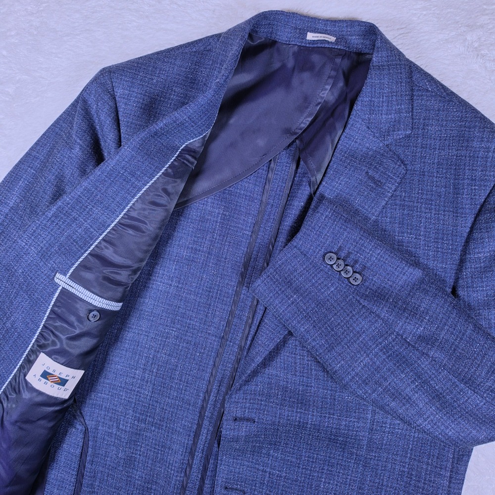 Joseph Abboud Heritage Mens 44 Short Blue Wool Silk Linen L/S Modern Fit GN-JPS